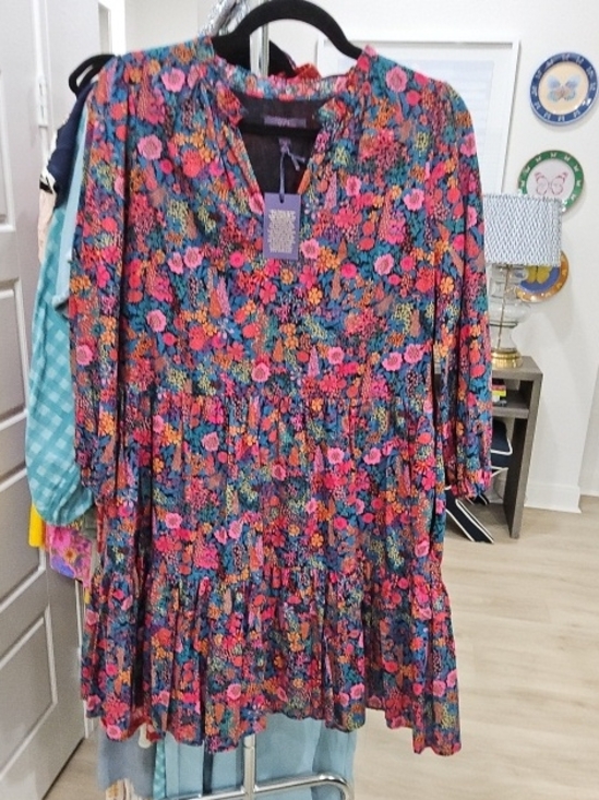 J. Crew Dresses & Skirts - J. Crew Multicolor Floral V-Neck Dress (Pink, Blue, Orange)